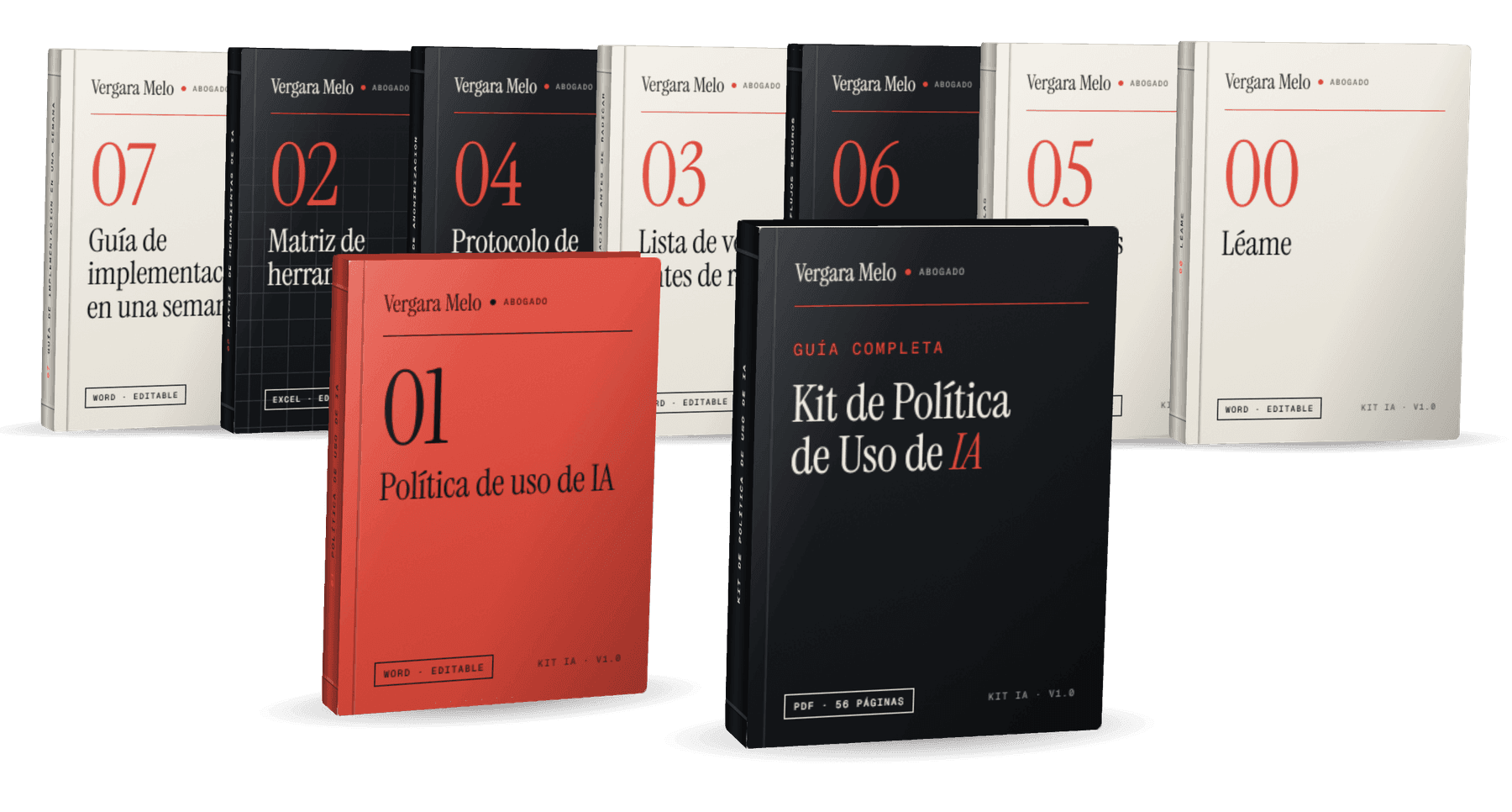 The kit's eight files and the guide, illustrated as books